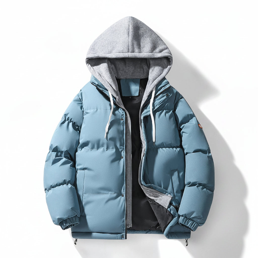 Men's Plus Size Hooded Padded Puffer Jacket - cas7m