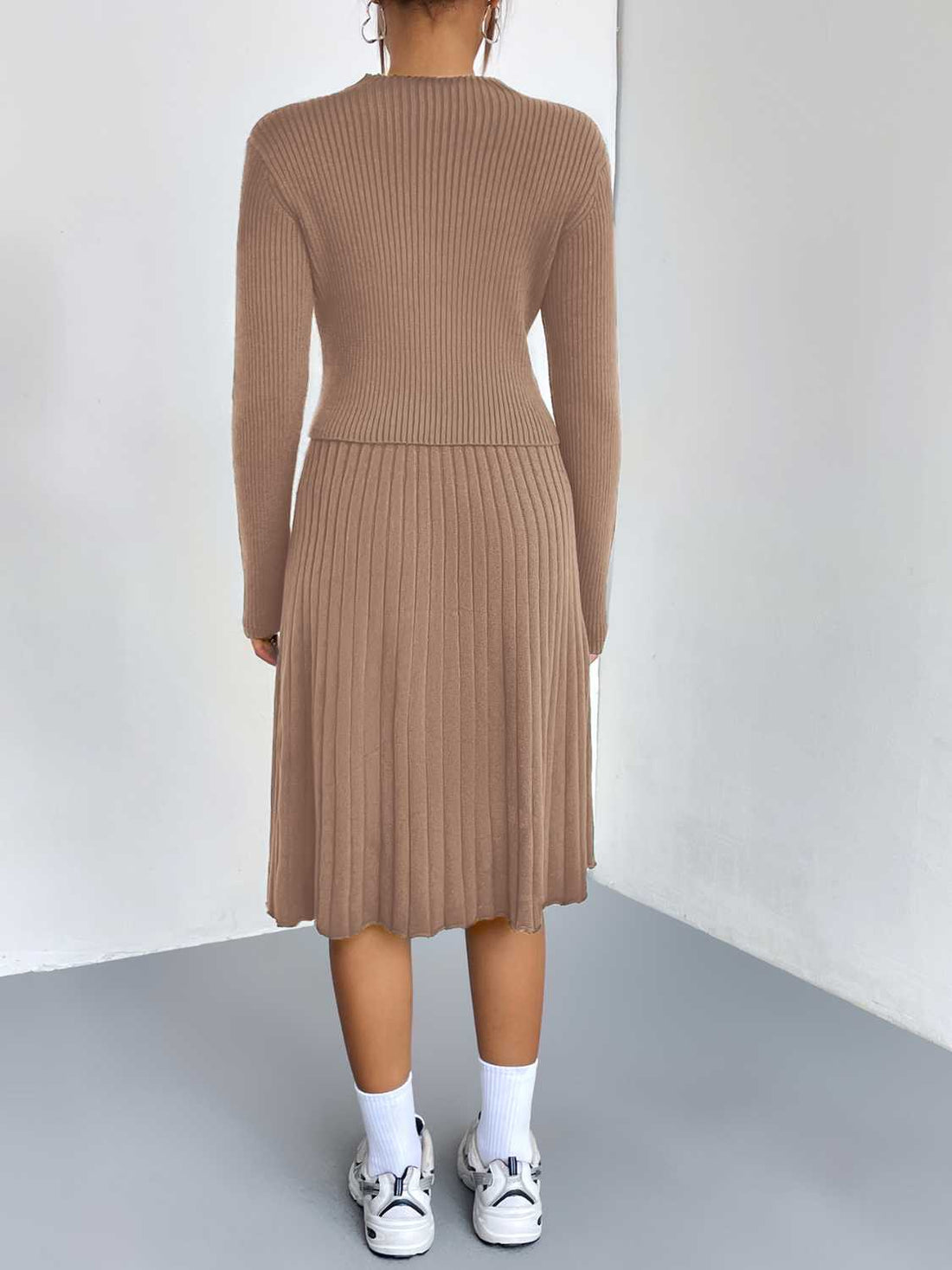 Rib-Knit Sweater and Skirt Set - cas7m