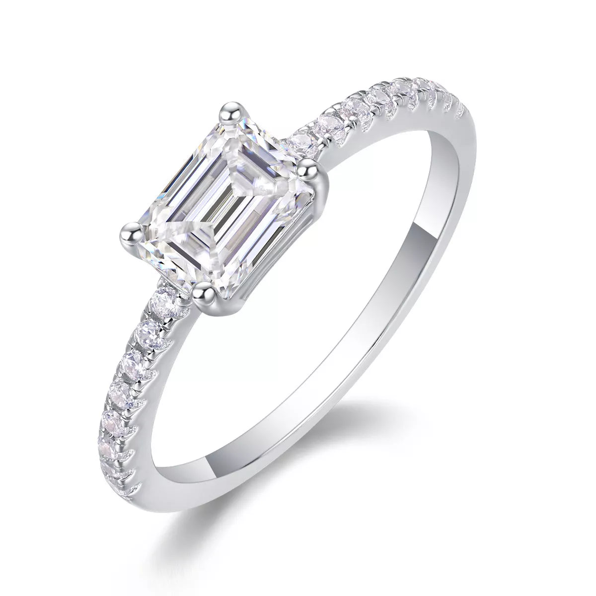 1 Carat 925 Sterling Silver Moissanite Geometric Ring - cas7m