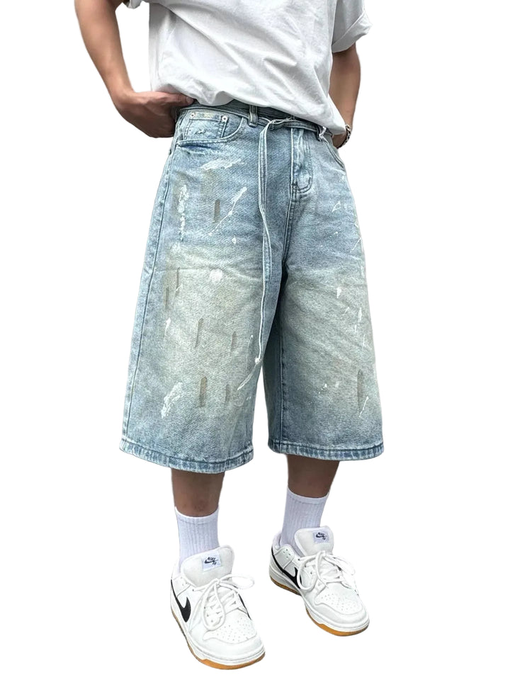 Men's Plus Size Wide-Leg Denim Shorts - cas7m
