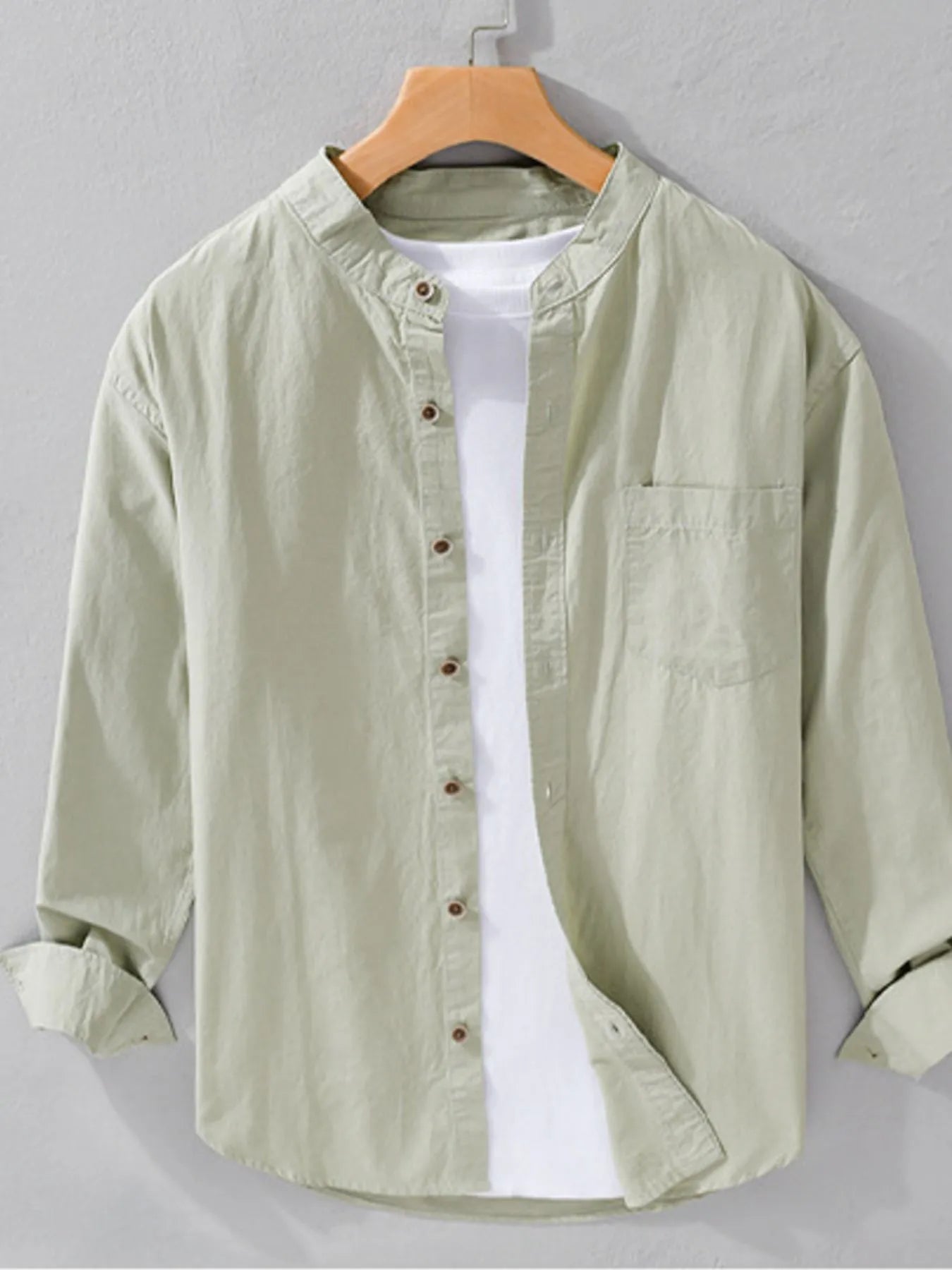 Men's Plus Size Button Up Long Sleeve Shirt - cas7m