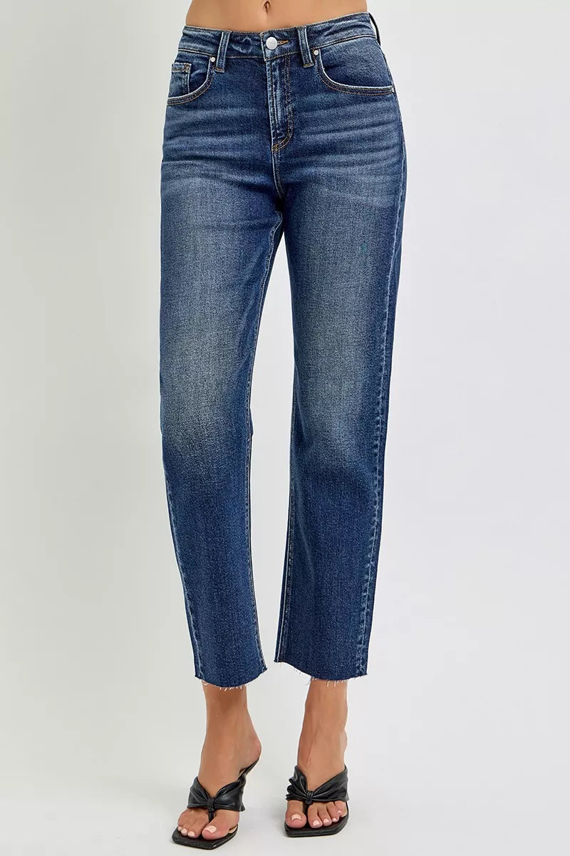 RISEN High Rise Slim Barrel Jeans - cas7m