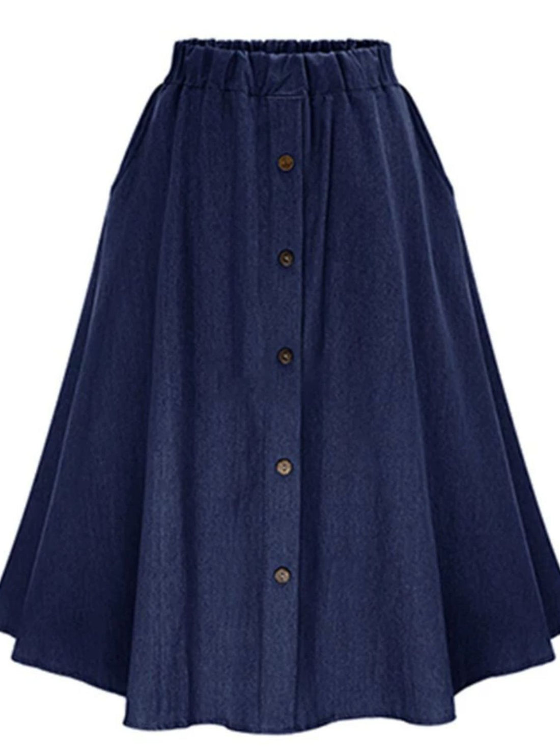 Full Size Button-Front Denim A-Line Skirt Plus Size - cas7m