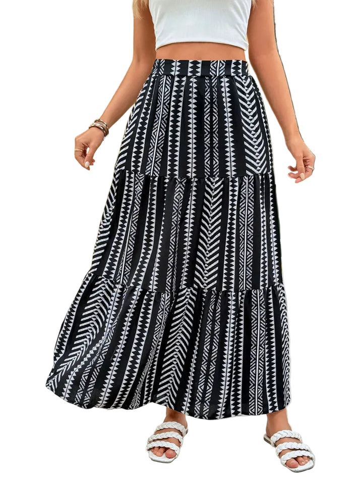 Printed High Waist Skirt - cas7m
