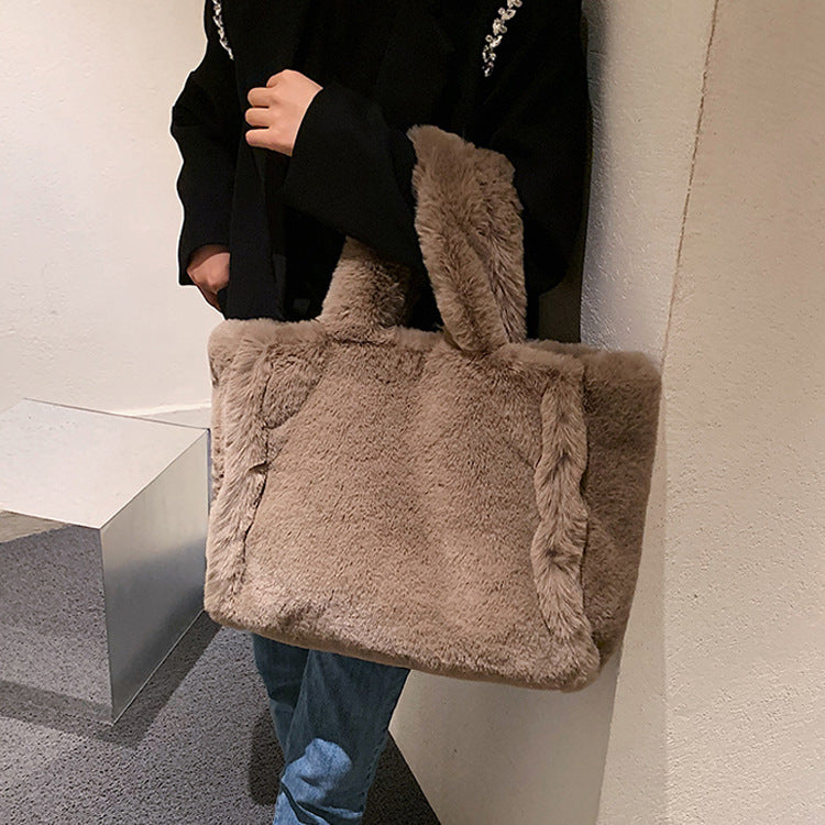Winter Bags Chain Plush Handbag Totes Women Shoulder Bag - cas7m