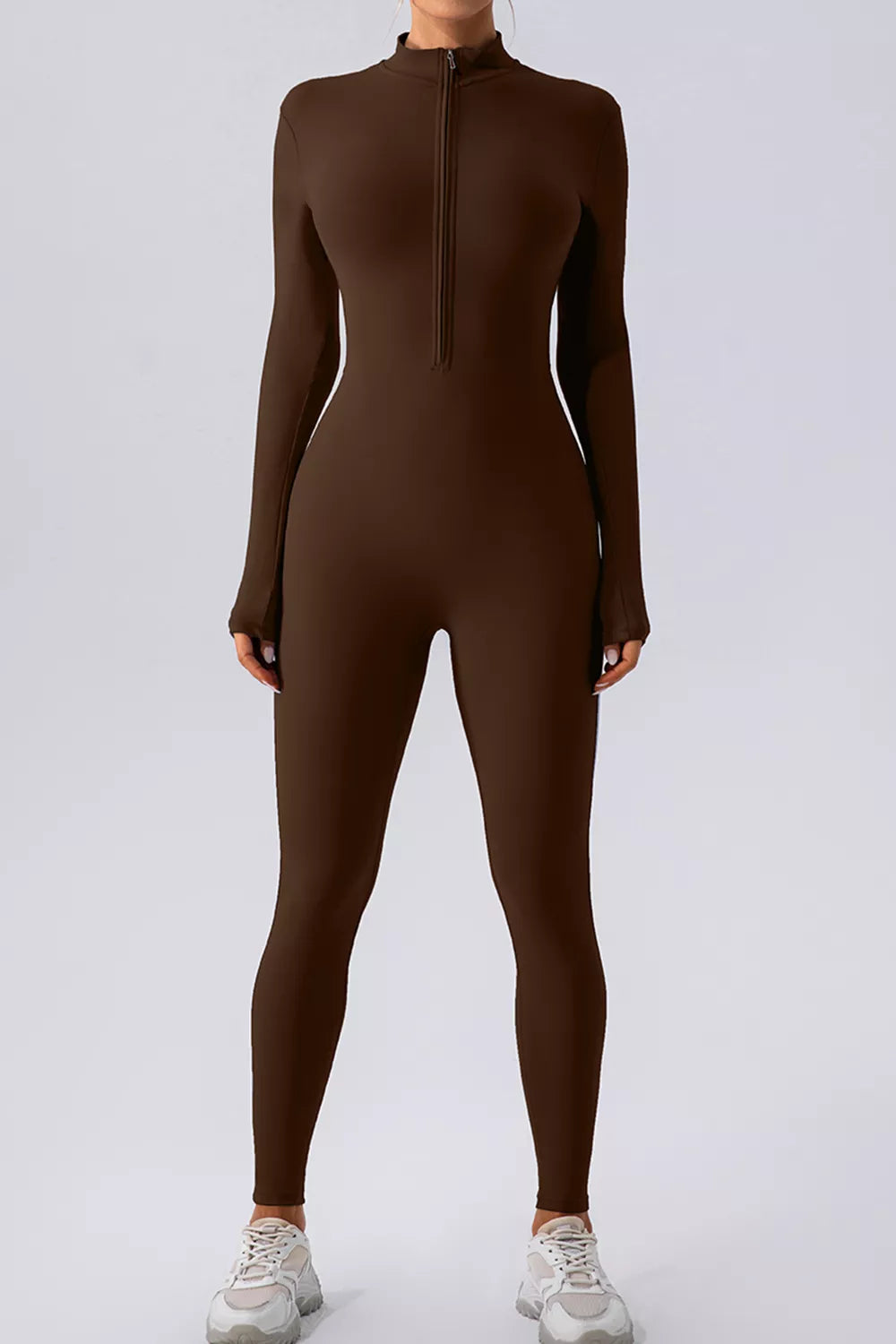 Half Zip Mock Neck Active Jumpsuit - cas7m