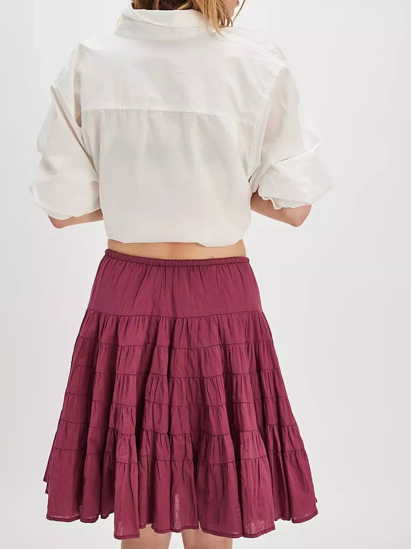 Tiered Drawstring Mini Skirt - cas7m