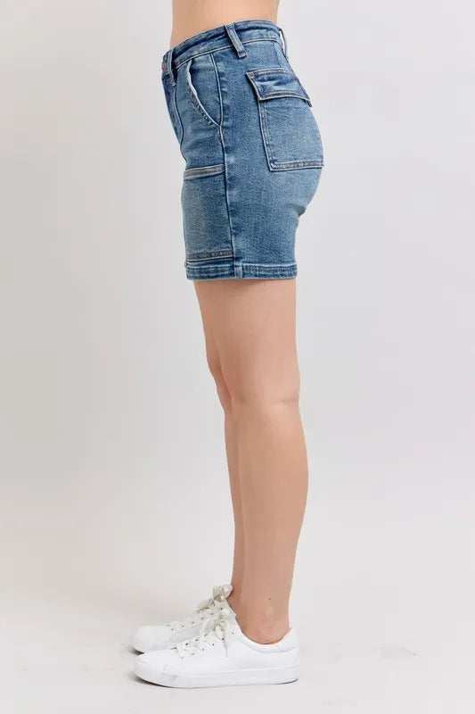 Judy Blue Full Size High Rise Denim Shorts Plus Size - cas7m