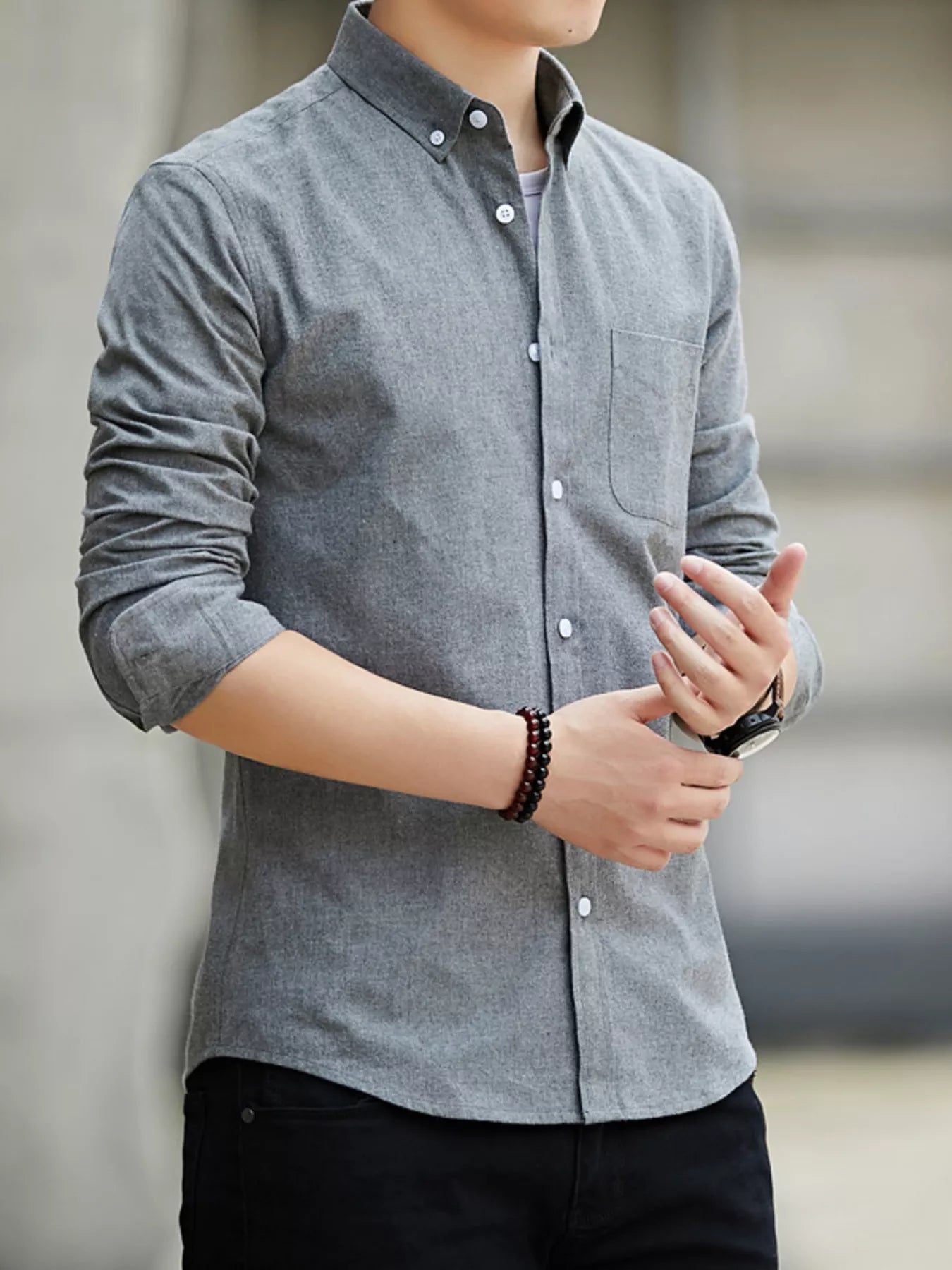 Men's Plus Size Casual Long Sleeve Shirt - cas7m