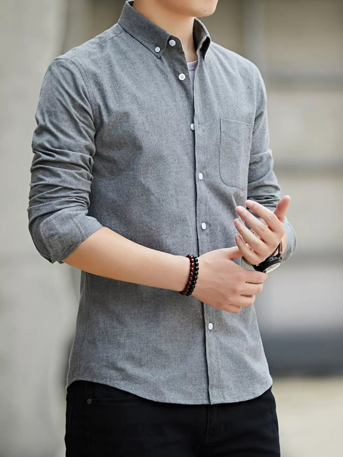 Men's Plus Size Casual Long Sleeve Shirt - cas7m