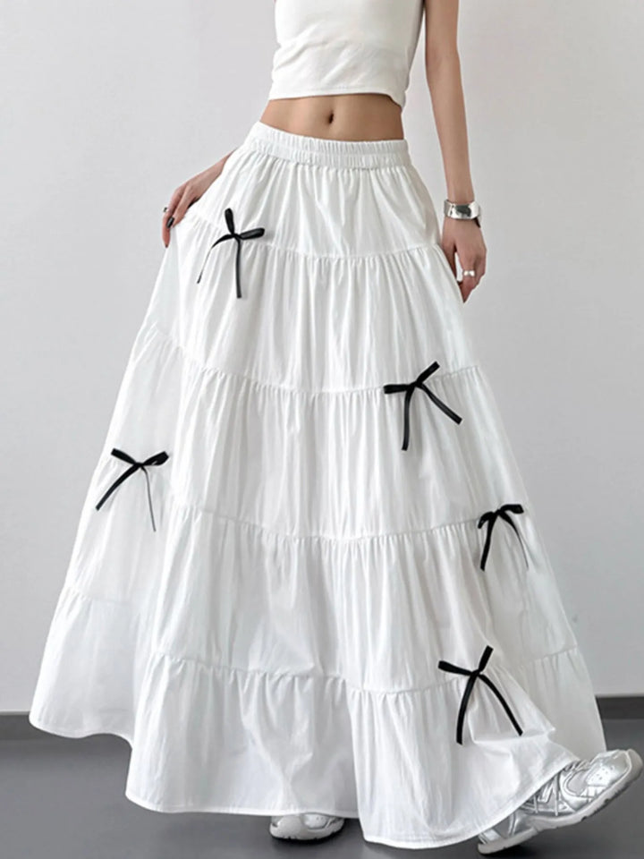 Tiered Bow Maxi Skirt - cas7m