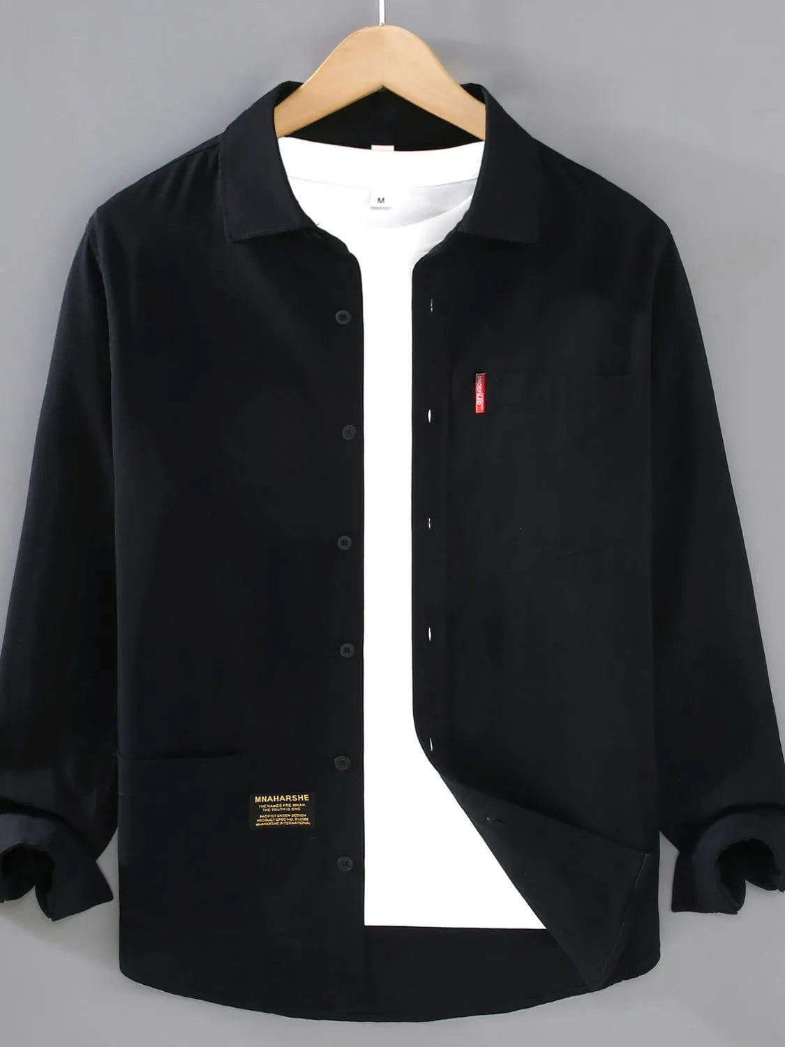 Men's Plus Size Button Up Long Sleeve Shirt - cas7m