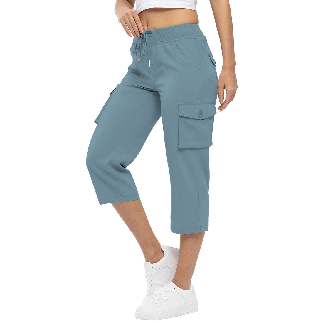 Women's High Waist Drawstring Pocket Loose Pants - cas7m