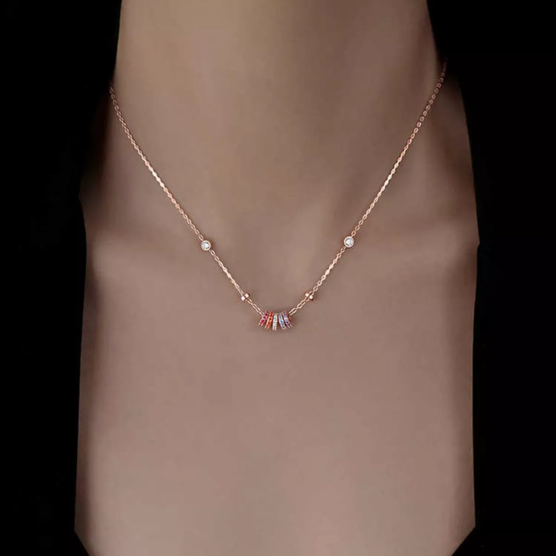 925 Sterling Silver Zircon Pendant Necklace - cas7m
