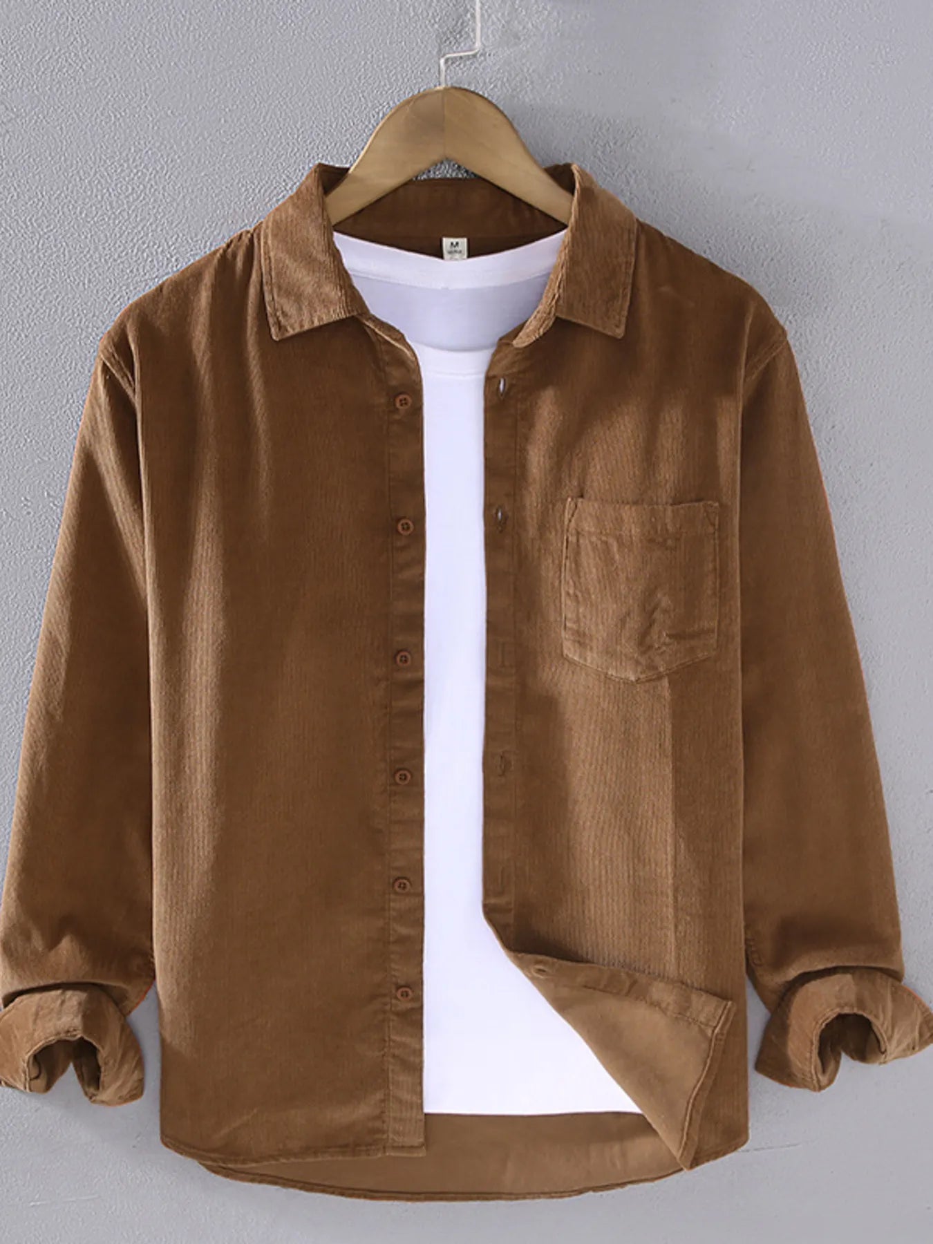 Men's Plus Size Button Up Long Sleeve Shirt - cas7m