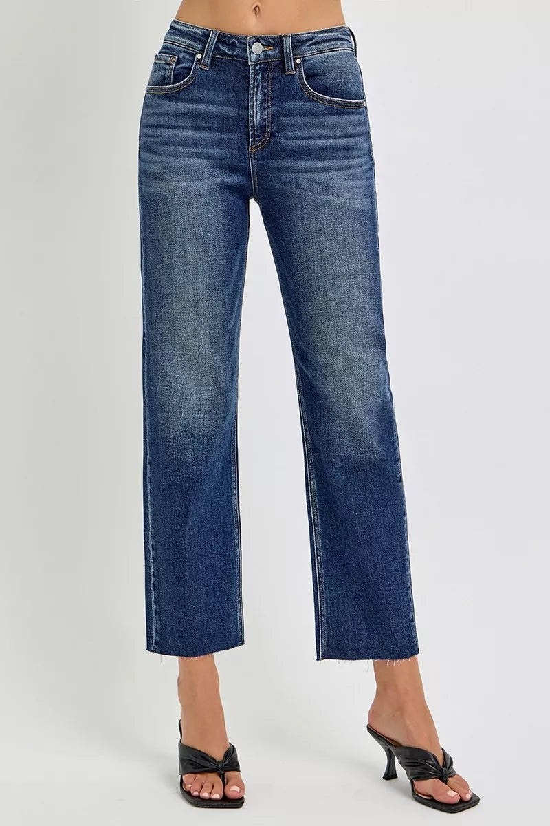 RISEN High Rise Slim Barrel Jeans - cas7m