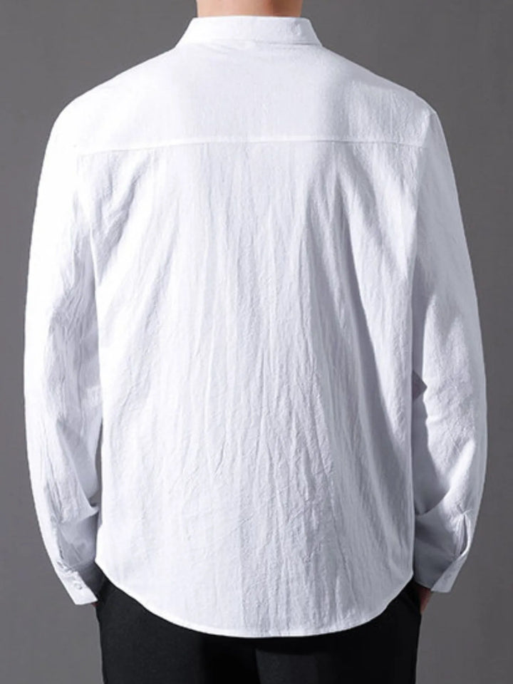 Men's Plus Size Button Up Long Sleeve Shirt - cas7m