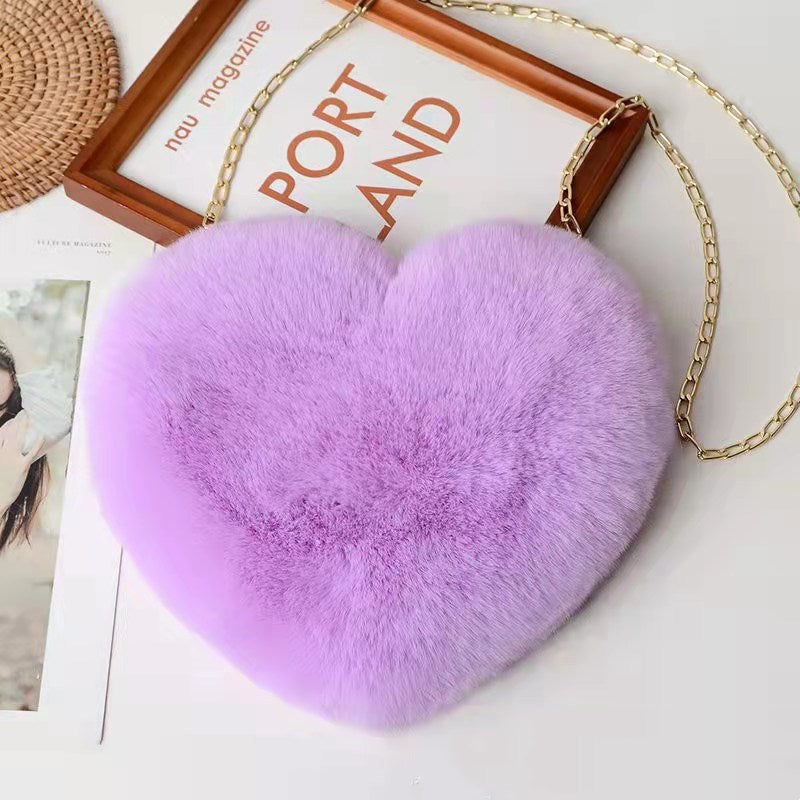 Love Bags For Women Plush Chain Shoulder Bags Valentine's Day Party Bag - cas7m