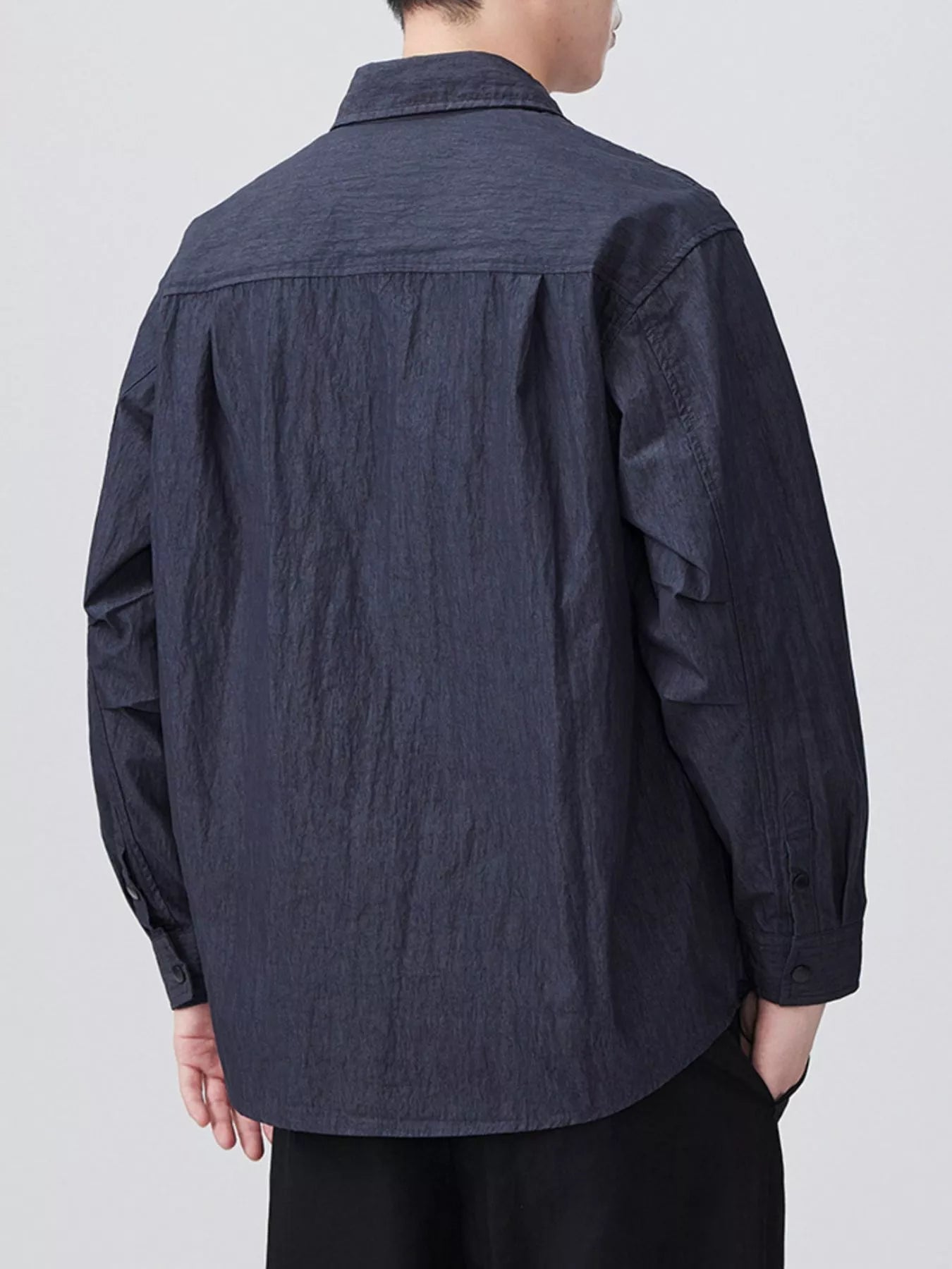 Men's Plus Size Button Up Long Sleeve Shirt - cas7m