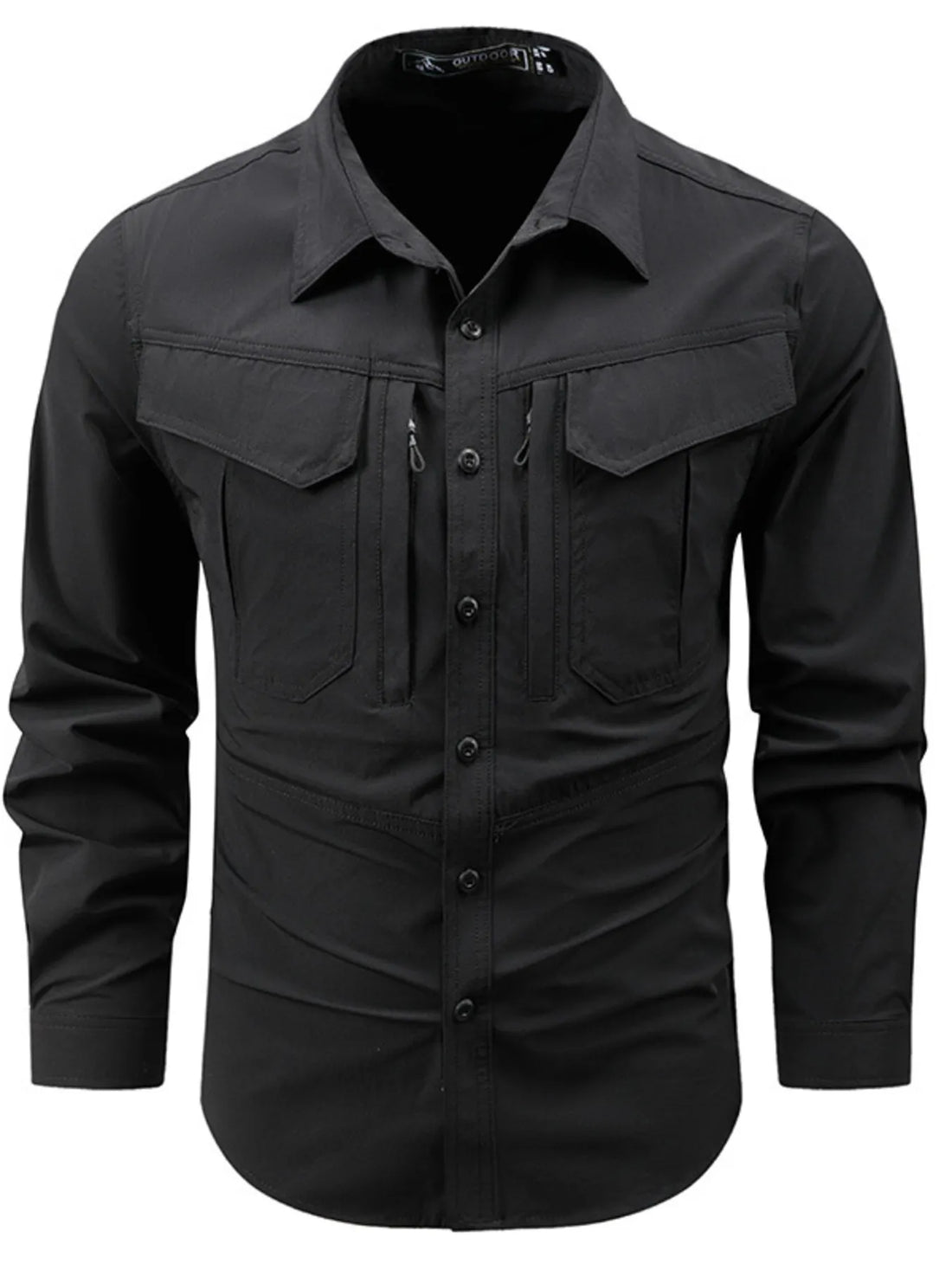 Men's Plus Size Button Up Long Sleeve Shirt - cas7m