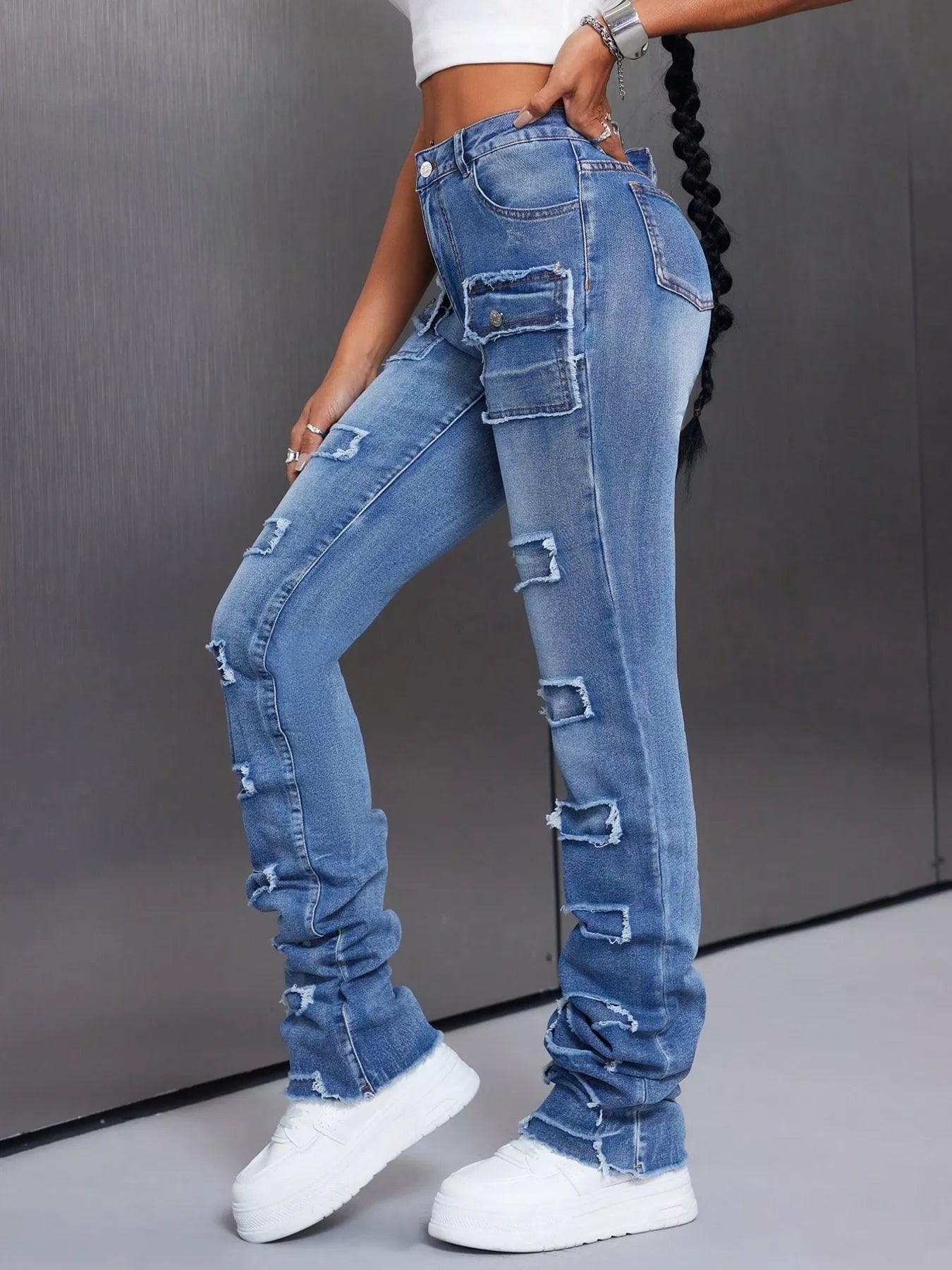 Men's Distressed Slim Fit Jeans - cas7m