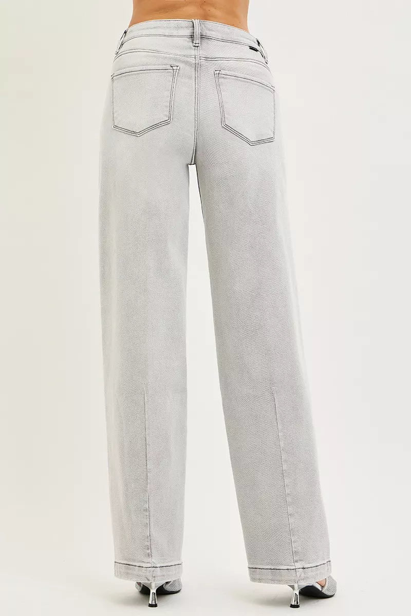 RISEN Slouchy Baggy Jeans with Contrast Stitching - cas7m