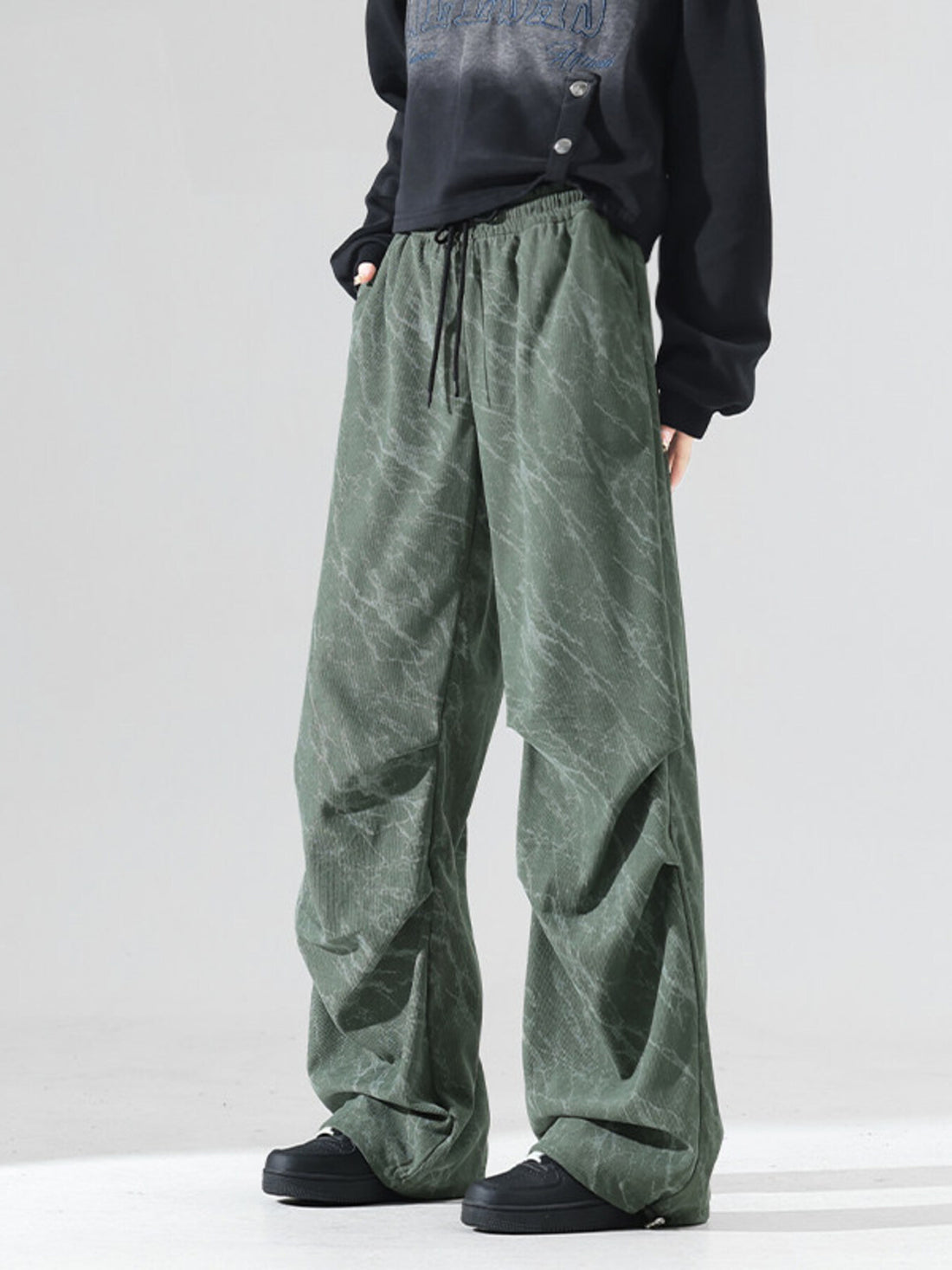 Men's Plus Size Vintage Wash Wide Leg Pants - cas7m