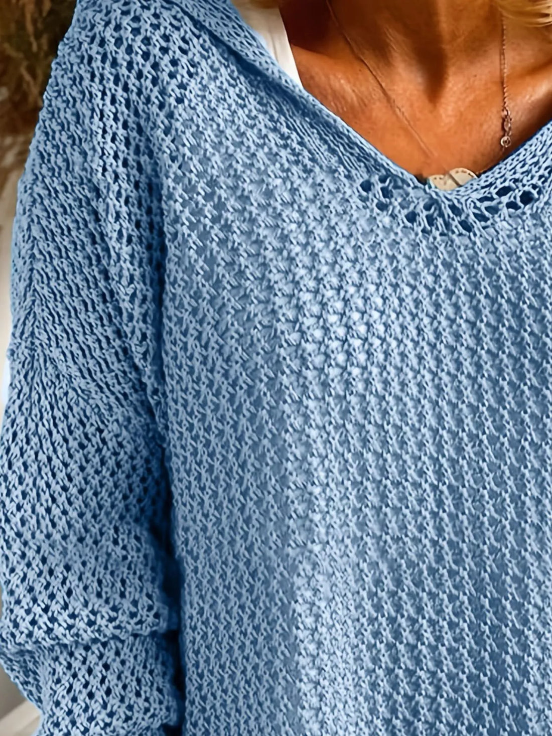 Openwork Long Sleeve Hooded Knit Cover Up - cas7m