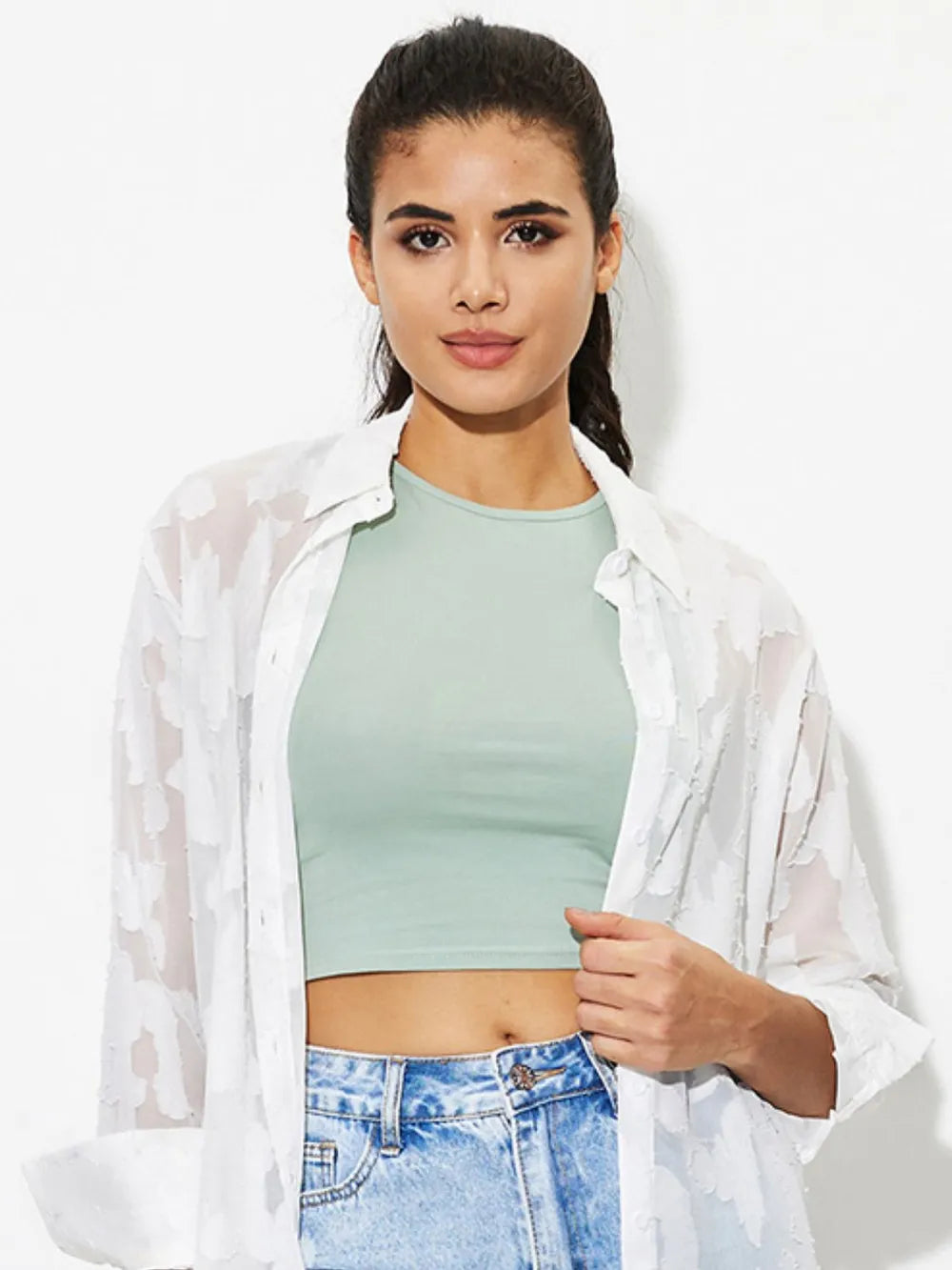 Round Neck Cropped Tank - cas7m