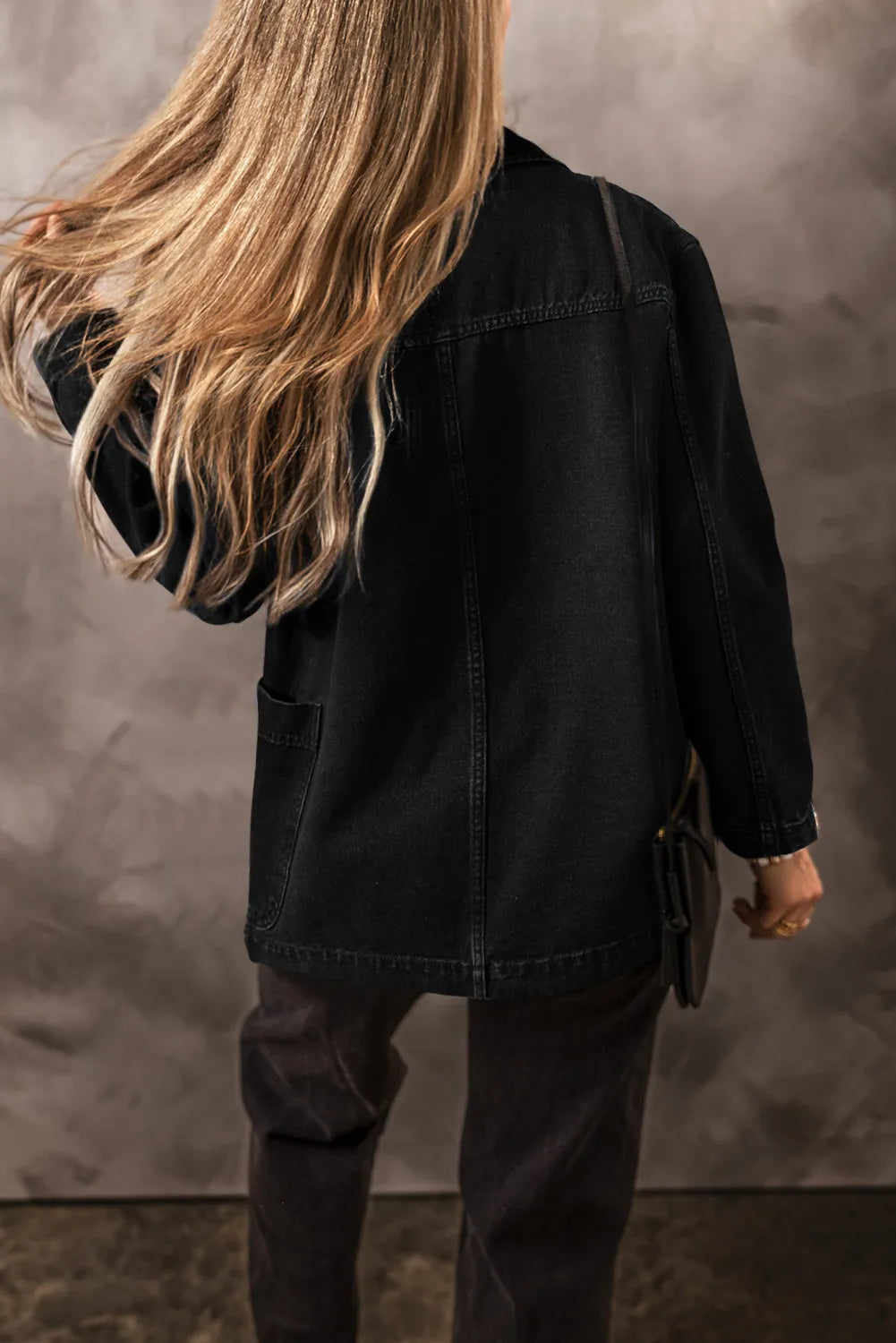Pocketed Long Sleeve Denim Jacket - cas7m