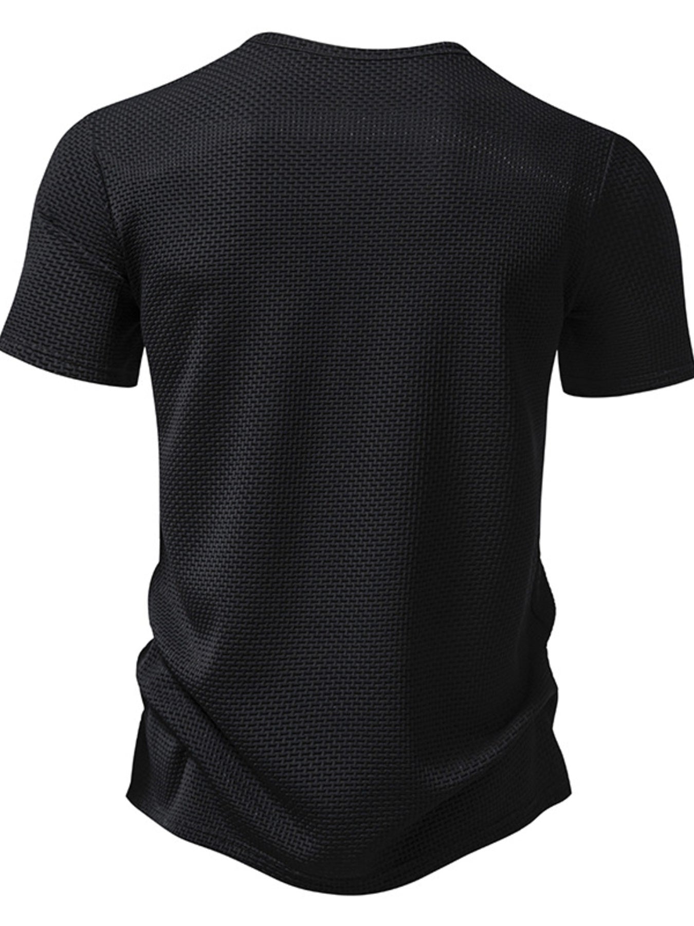 Men's Textured Henley Button Detail T-Shirt - cas7m