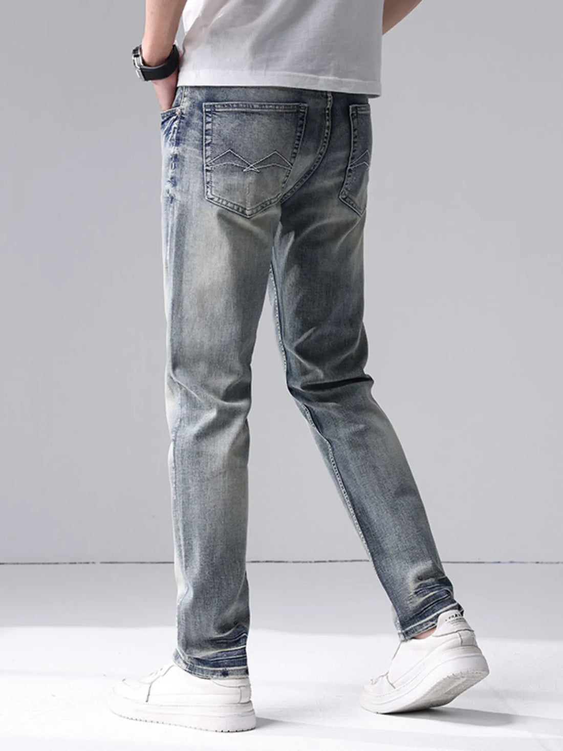 Men's Washed Slim Fit Jeans - cas7m