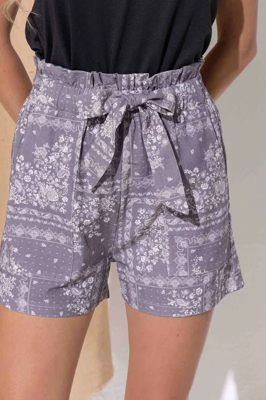And The Why Boho Print Linen Casual Shorts - cas7m