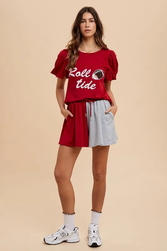 Annie Wear Color Block French Terry Flare Shorts - cas7m