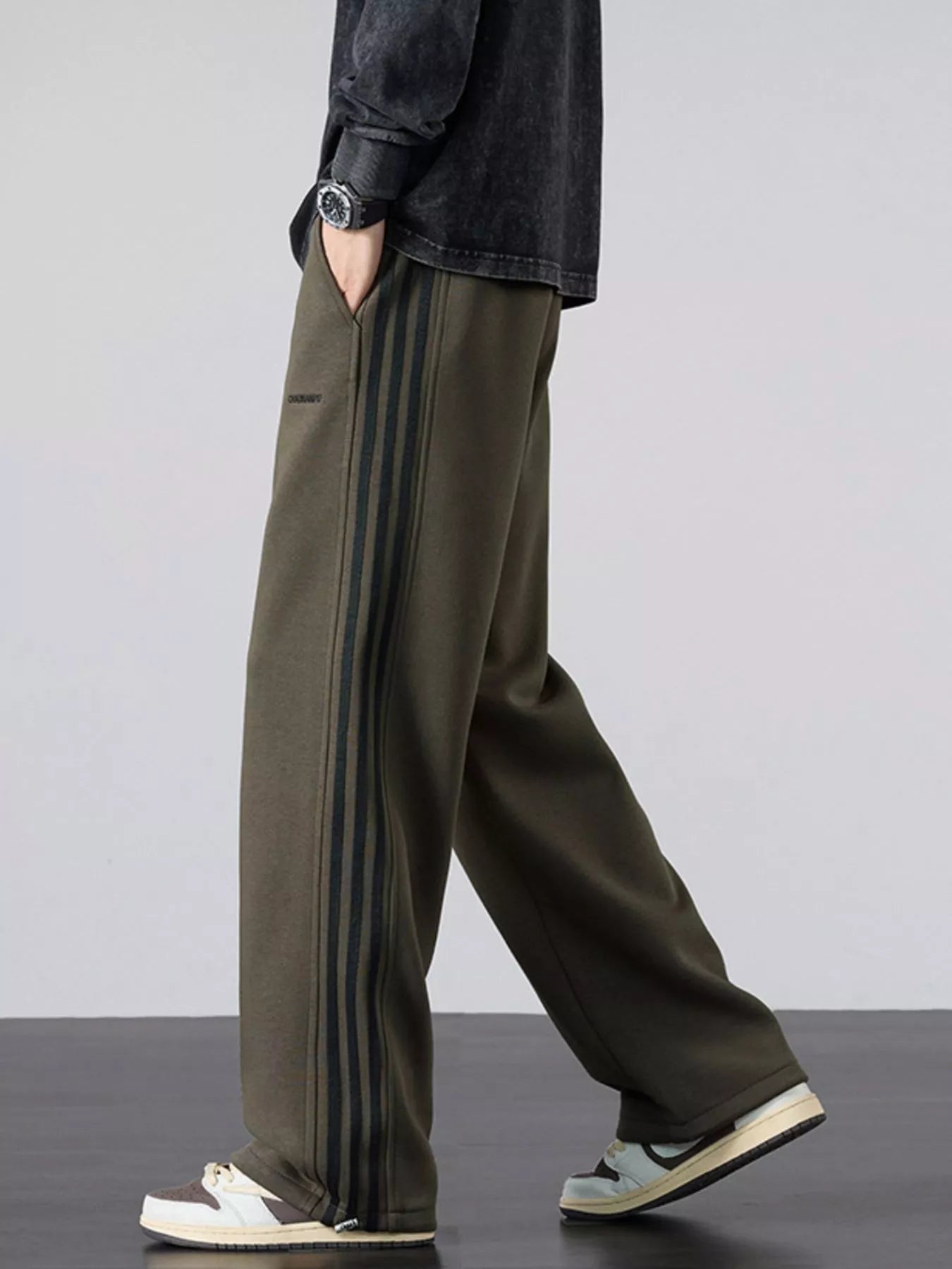 Men's Plus Size Casual Striped Wide Leg Sweatpants - cas7m