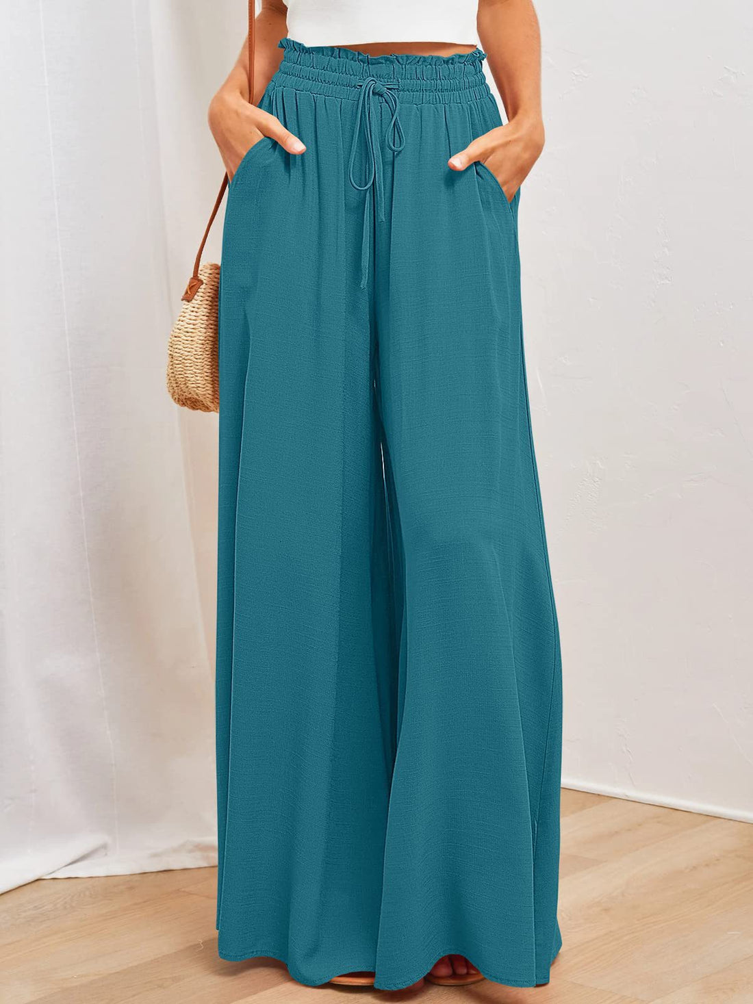 Womens Pants Wide Leg Loose Comfy Lounge Sweatpants With Pockets - cas7m