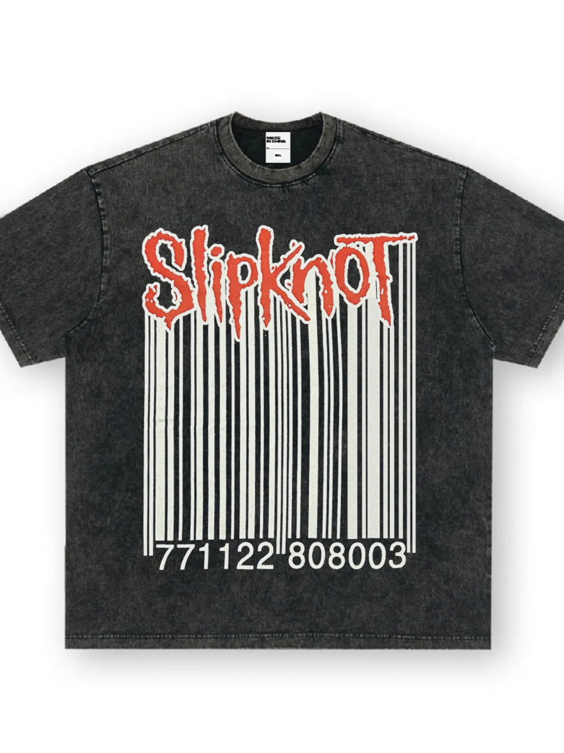 Men's Slipknot Barcode Graphic Vintage Wash T-Shirt - cas7m