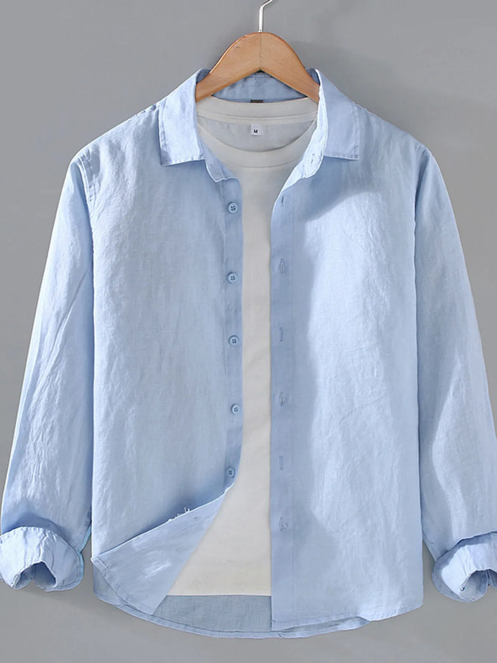 Men's Plus Size Button Up Long Sleeve Shirt - cas7m