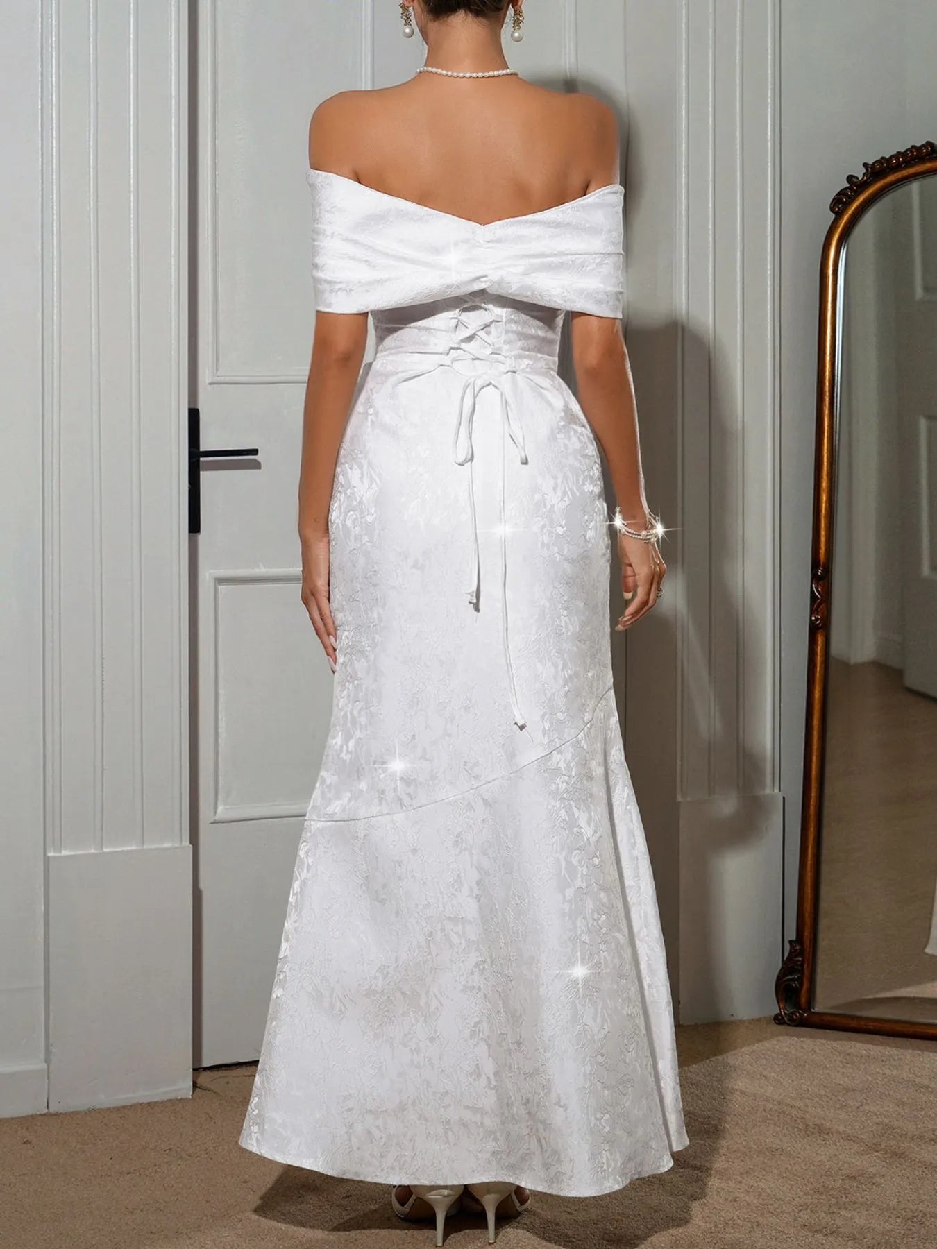 Bow Off-Shoulder Maxi Dress - cas7m