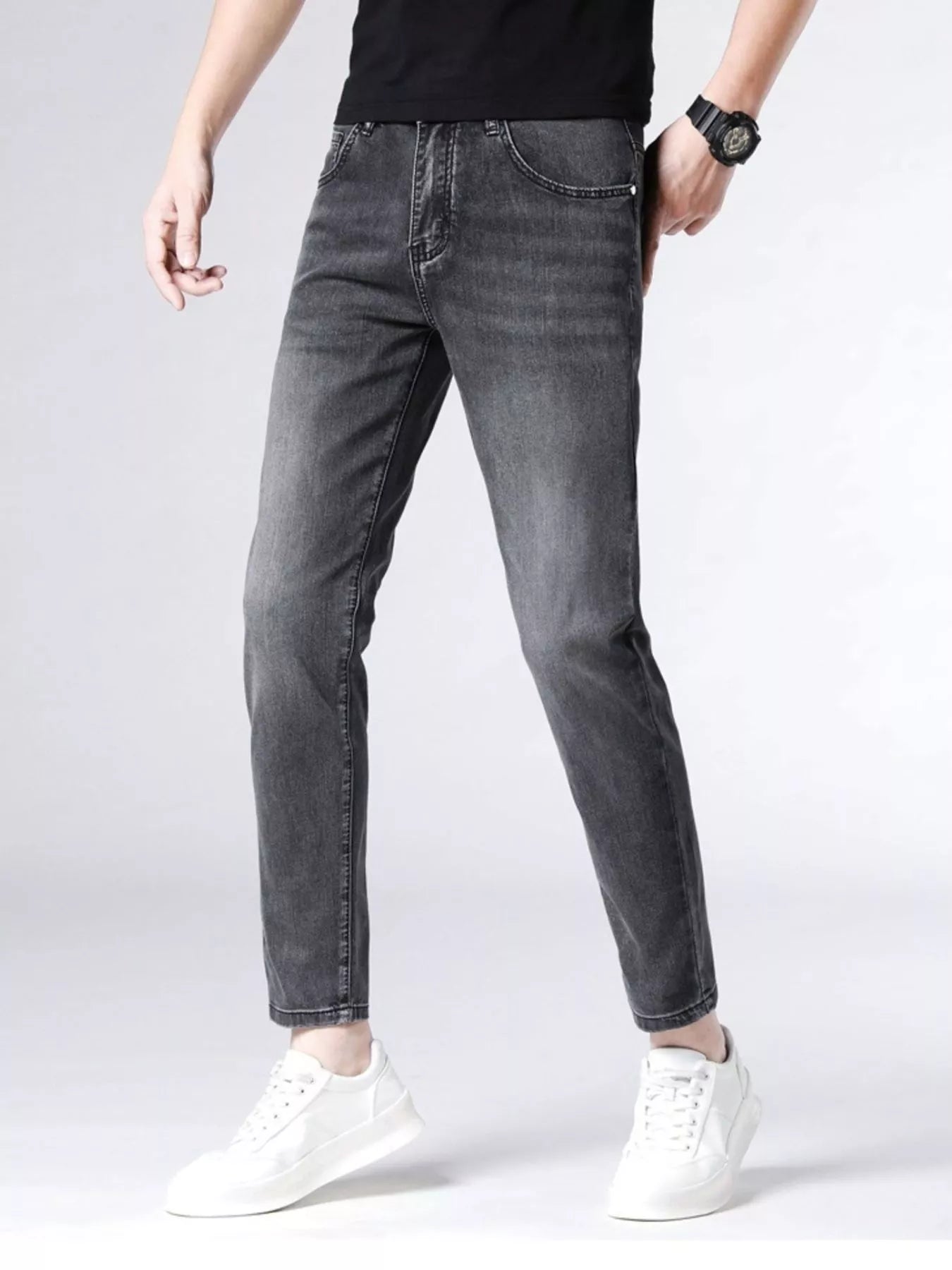 Men's Washed Slim Fit Jeans - cas7m