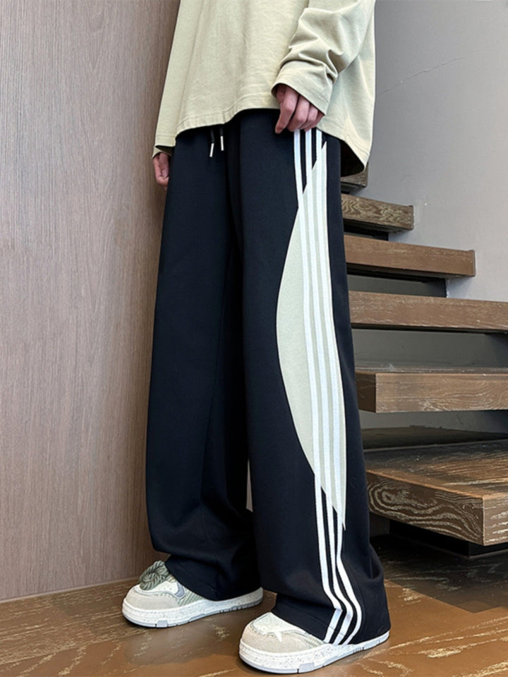 Men's Plus Size Striped Wide Leg Casual Pants - cas7m