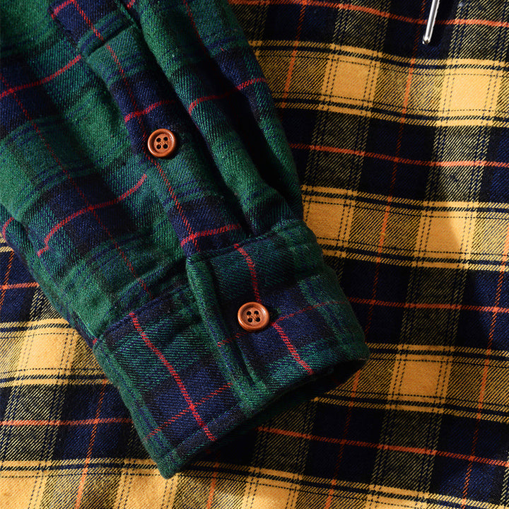 Men's Hooded Jacket Fashion Casual Long Sleeve Plaid Jacket - cas7m
