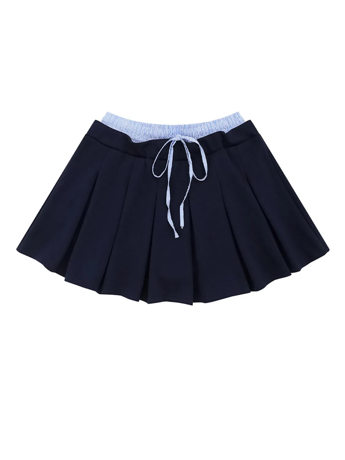 Drawstring Pleated Mini Skirt - cas7m