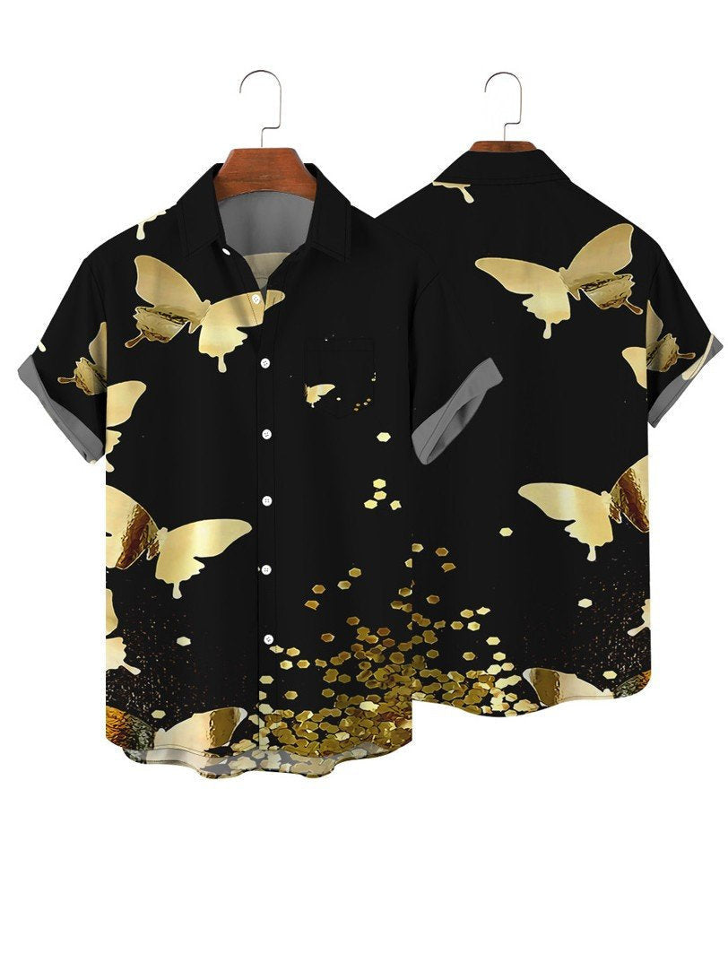 Men's Large Size 3D Digital Printed Short Sleeve Shirt - cas7m