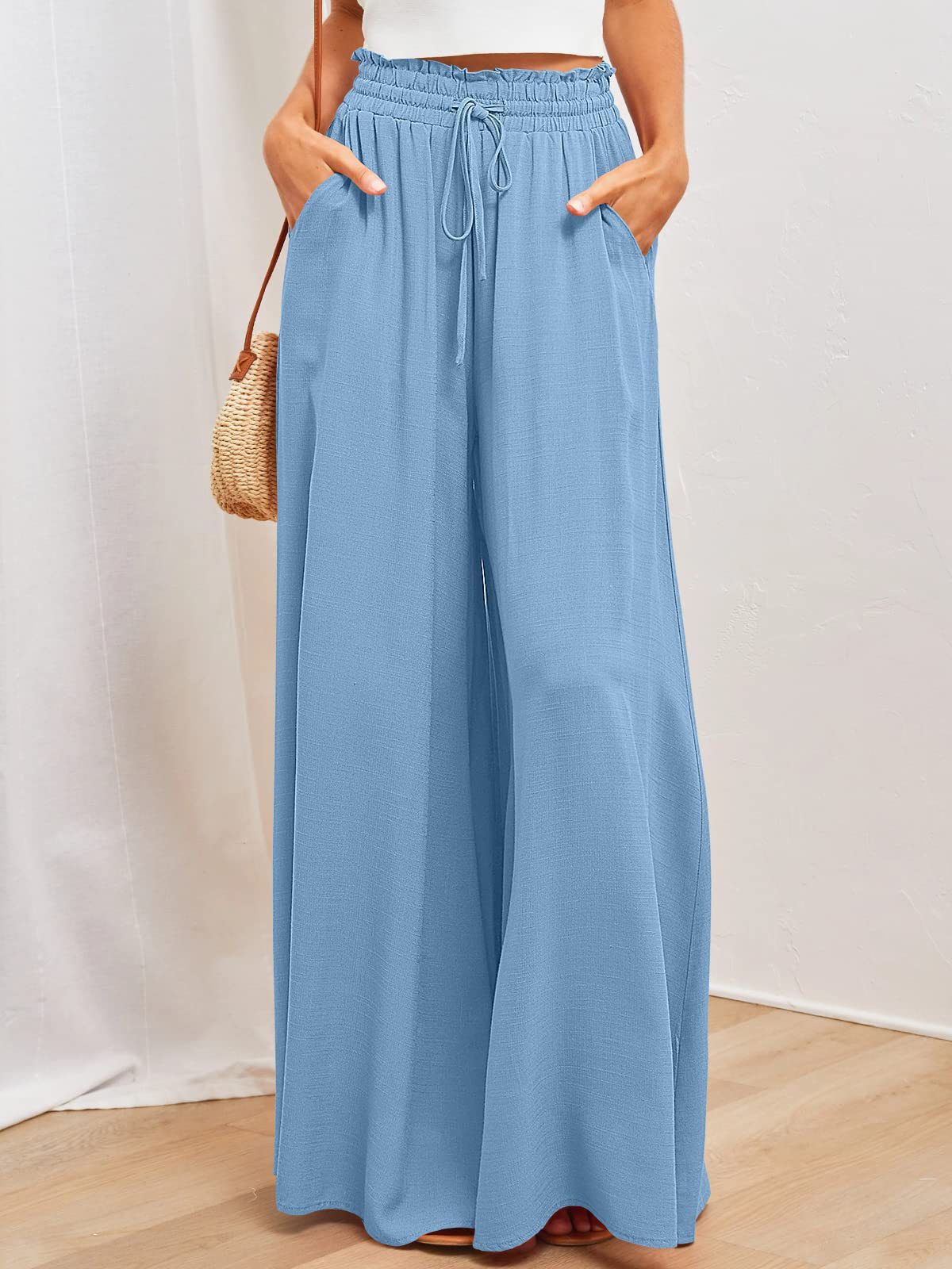 Womens Pants Wide Leg Loose Comfy Lounge Sweatpants With Pockets - cas7m