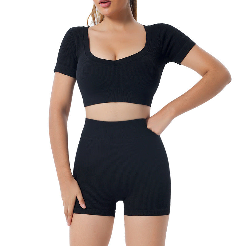 Seamless Yoga Set with Long Sleeve Top and Pants - cas7m