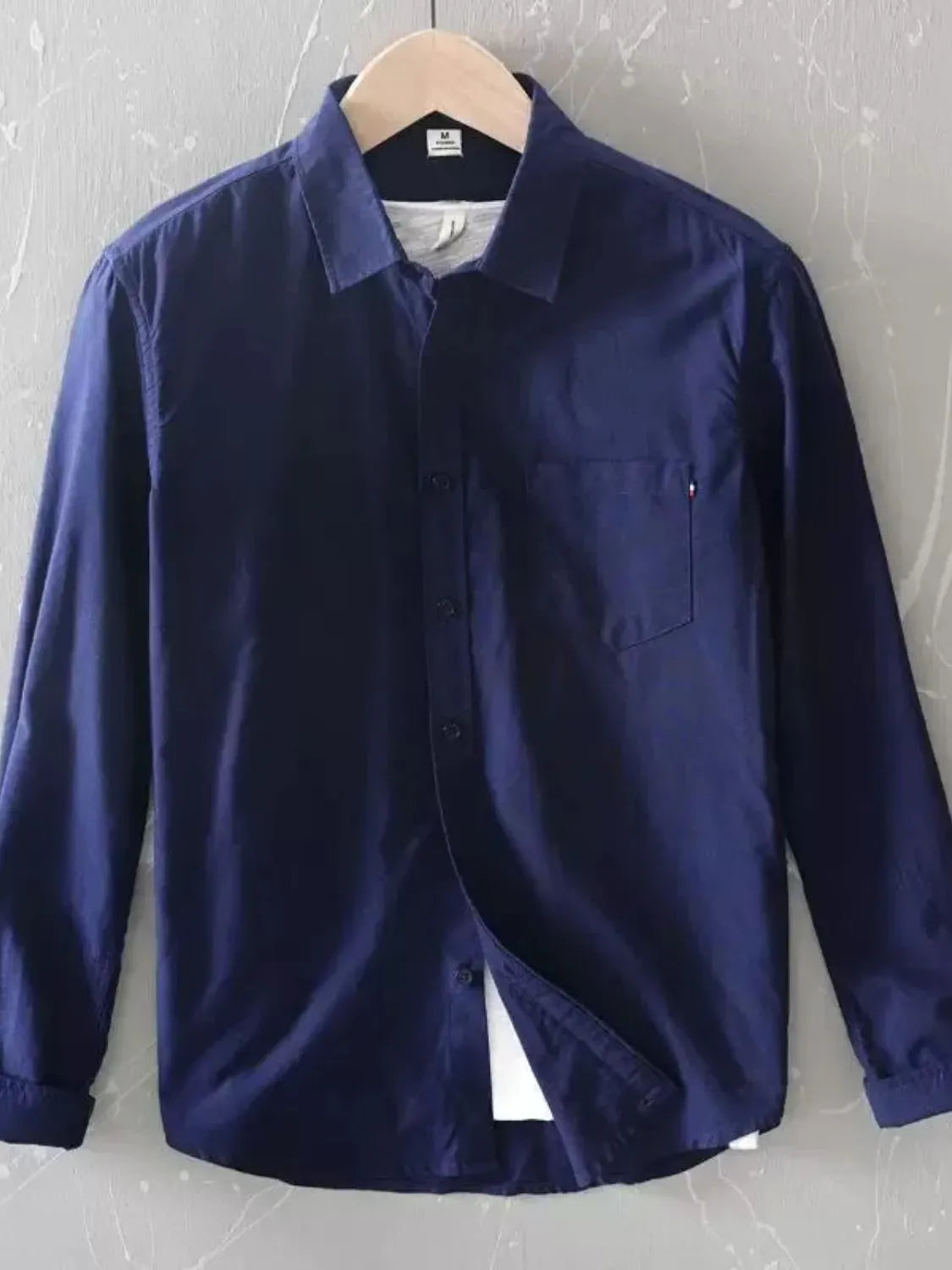Men's Plus Size Button Up Long Sleeve Shirt - cas7m