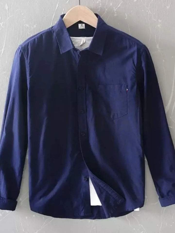 Men's Plus Size Button Up Long Sleeve Shirt - cas7m