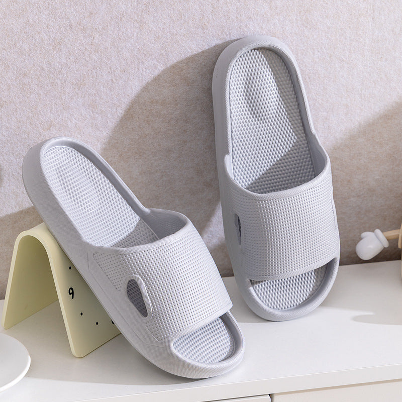Solid Color Thick Bottom Home Slippers Summer Non-slip Floor Bathroom Slipper Women Men Couples Shoes - cas7m