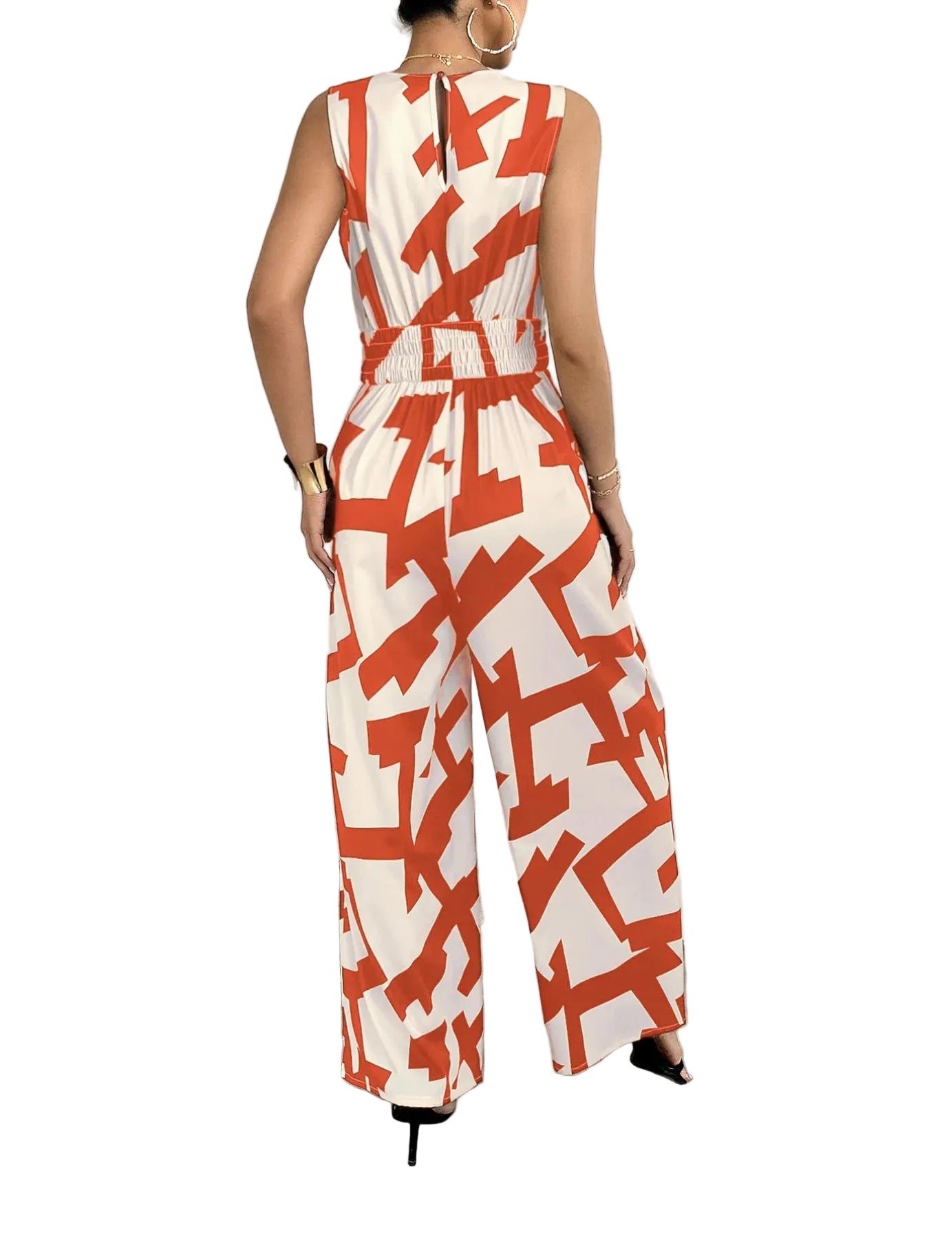Printed Wide Leg Jumpsuit - cas7m